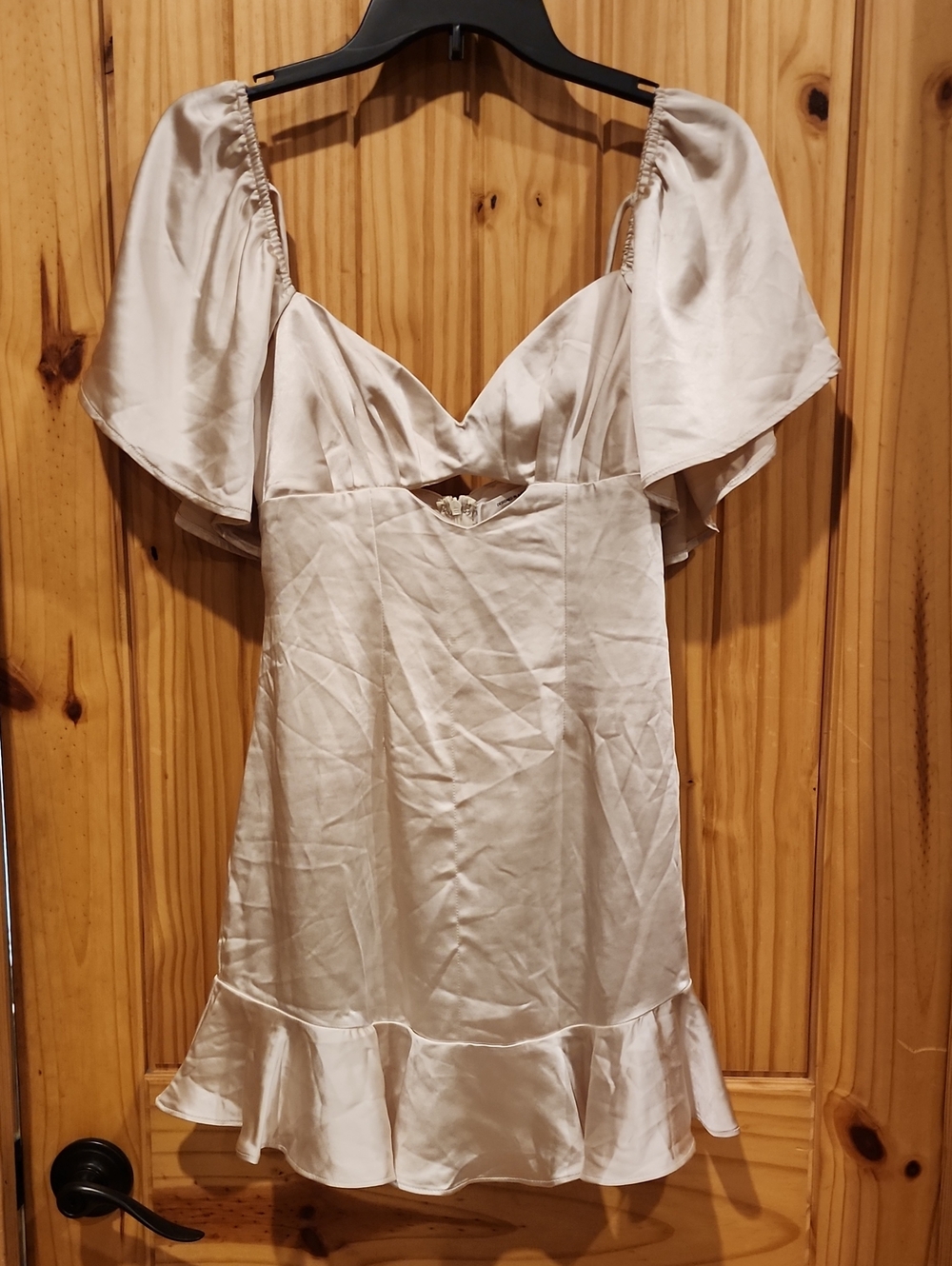 Selfie Leslie Cream Satin Mini Dress